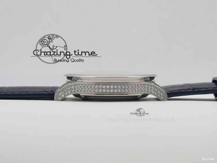 MIROTIME 0328 Portuguese IW3714 Diam ZF V2 1:1 Best Edition White Dial Blue Makers On Blue Leather Strap A79350 (Slim Movement) Stylish 7248